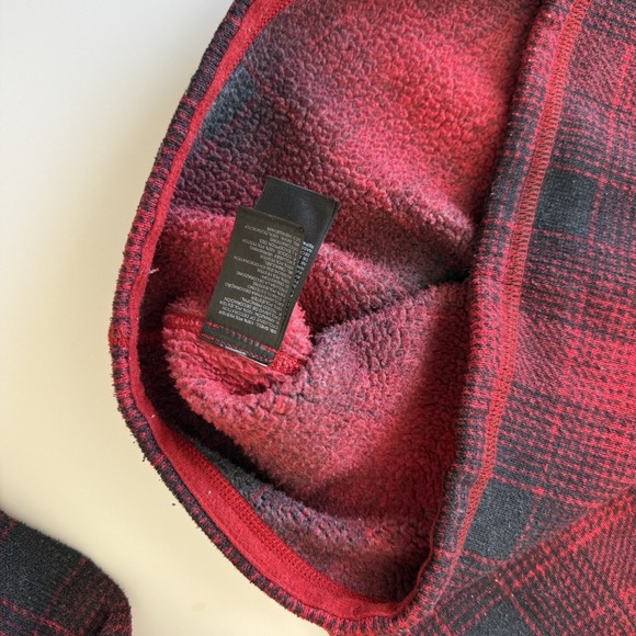 The North Face Red Buffalo Plaid Fleece 1/4 Zip Pullover Mens Medium - Picture 6 of 7